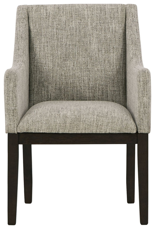 Burkhaus - Silla de comedor tapizada con apoyabrazos (Set de 2) - Beige / Marrón oscuro