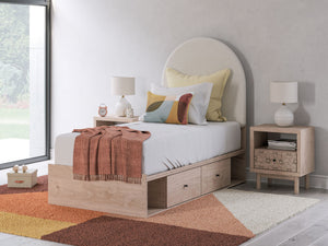 Arloster - Upholstered Panel Bed #twin #sidestorageunit