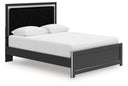 Zuraleus - Upholstered Panel Platform Bed With Roll Slats #black #queen