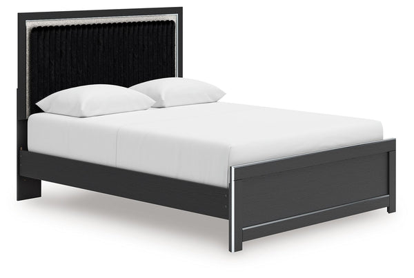 Zuraleus - Upholstered Panel Platform Bed With Roll Slats #black #queen
