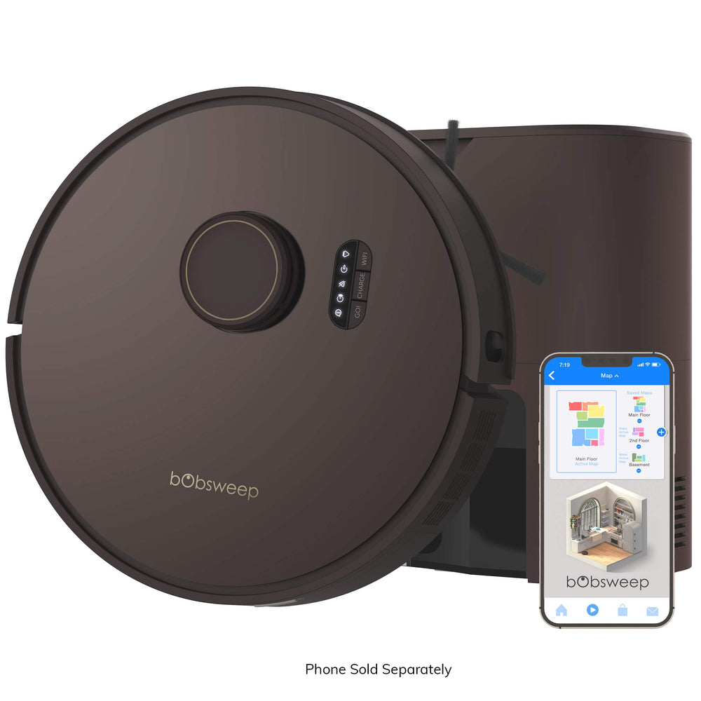 bObsweep - Orb-i Self-Emptying Robot Vacuum Cleaner, with 100-Day Capacity, 5000 pa Suction, & LiDAR Mapping - Chocolate