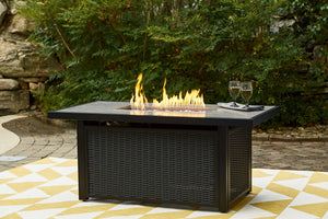 Beachcroft - Rectangular Fire Pit Table - Black / Light Gray