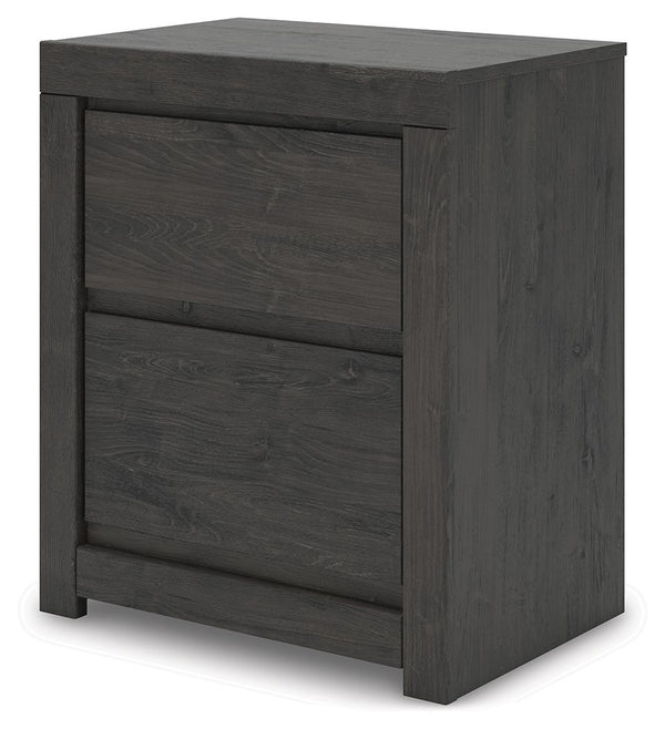 Fraluna - Two Drawer Night Stand - Charcoal