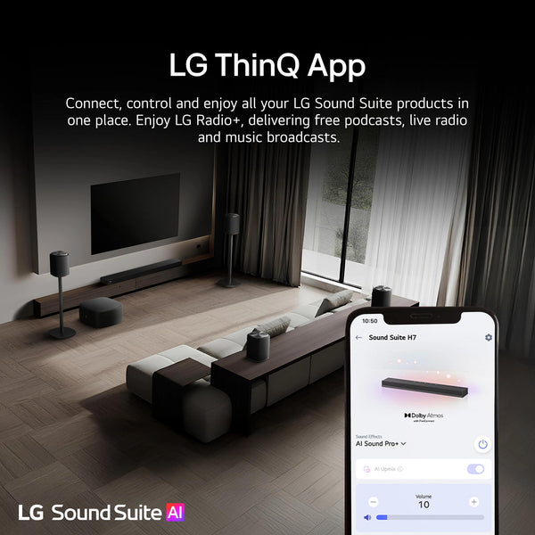 LG - Sound Suite H7 Soundbar with Dolby Atmos FlexConnect - Black