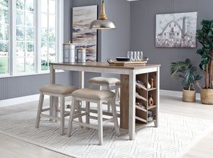 Skempton - Rectangular Counter Table With Storage Set #5pc.table,4stools