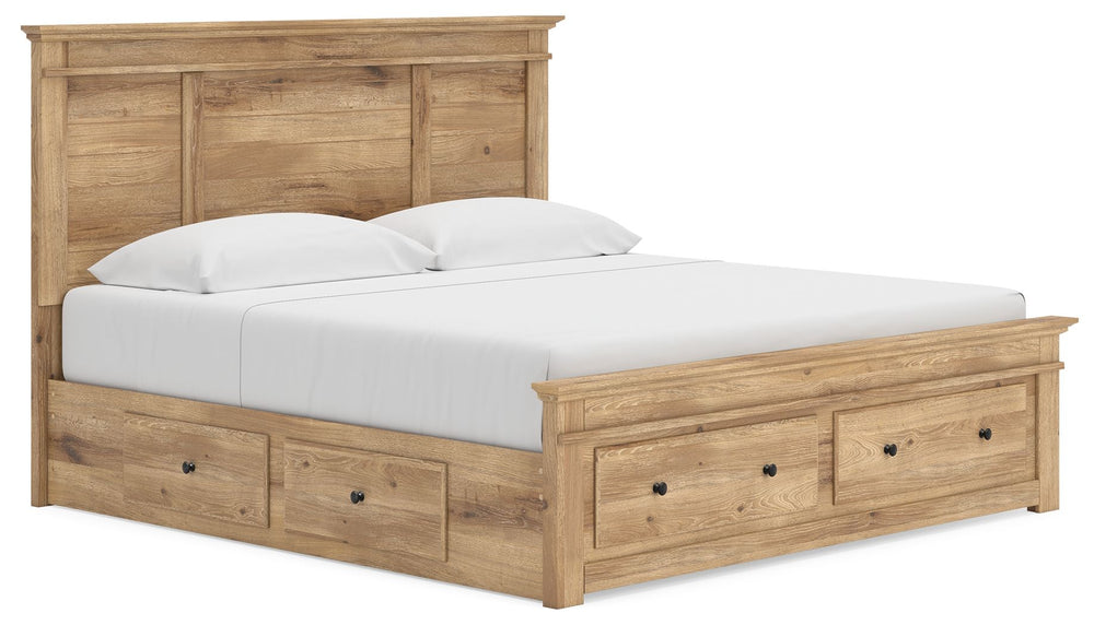 Makidern - Panel Storage Bed #lightbrown #queen #underbedstorageunitandstoragefootboard