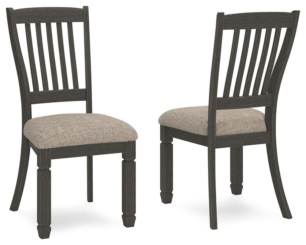 Tyler Creek - Silla auxiliar tapizada para comedor (juego de 2) - Respaldo de listones - Negro/Marrón grisáceo