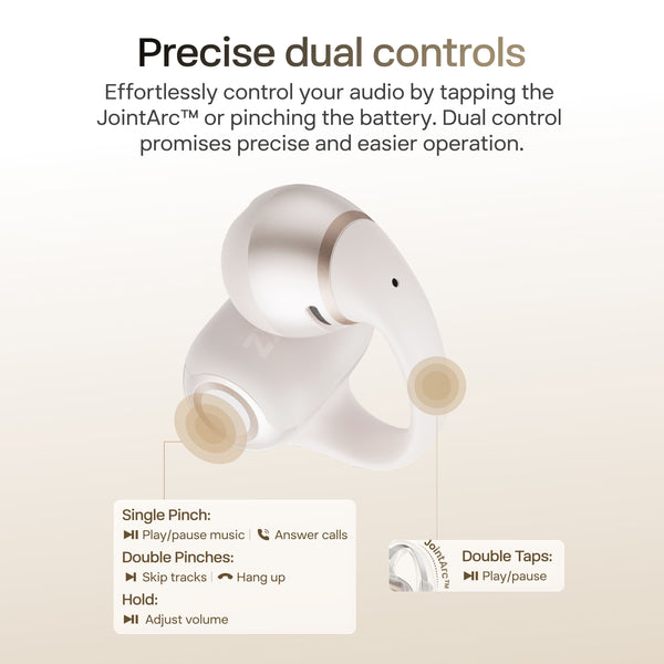 Shokz - OpenDots 2 Open-Ear Clip On True Wireless Bluetooth Earbuds - Pearl White