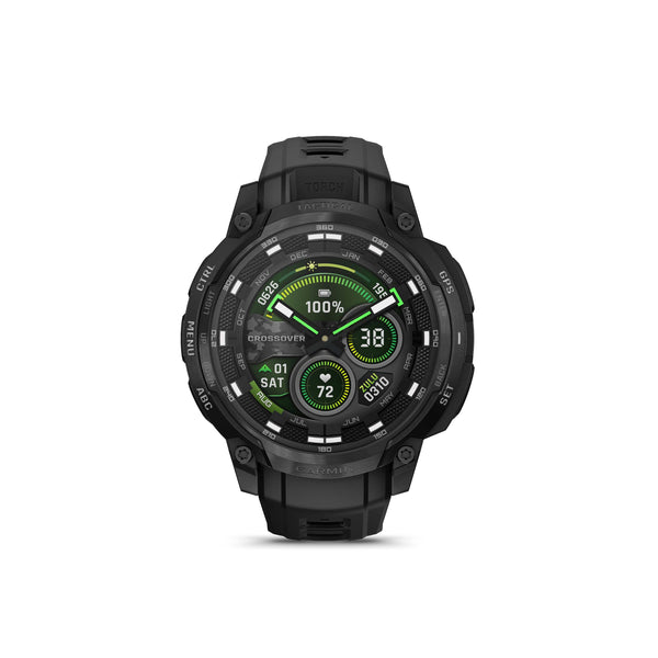 Garmin - Instinct Crossover AMOLED Tactical Edition GPS Smartwatch 47 mm Fiber-reinforced Polymer - Black with black silicone band - (2025)