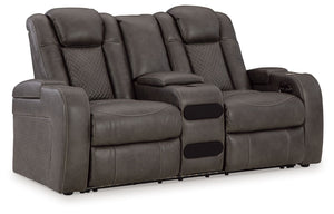 Fyne-dyme - Power Reclining Loveseat With Console/Adj Hdrst #darkgray