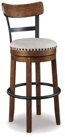 Valebeck - Tall Upholstered Swivel Barstool #darkbrown