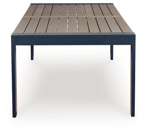 East Beach - Mesa de comedor rectangular con opción de sombrilla - Azul