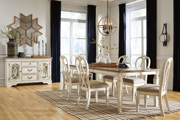 Realyn - Rectangular Dining Table Set #7pc.table,6ribbonbackedchairs