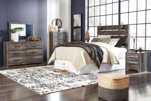 Drystan - Bedroom Set #darkgray #6pc.panelheadboard,bedframe,dresser,mirror,chest,nightstand #queen