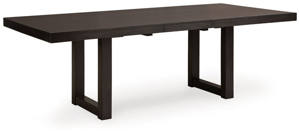Neymorton - Mesa de comedor rectangular con extensión tipo mariposa - Marrón grisáceo oscuro