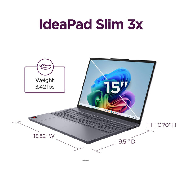 Lenovo - IdeaPad Slim 3x - Copilot+ PC - 15.3" 2k Touchscreen Laptop - Snapdragon X 2025 - 16GB Memory - 256GB SSD - Luna Grey
