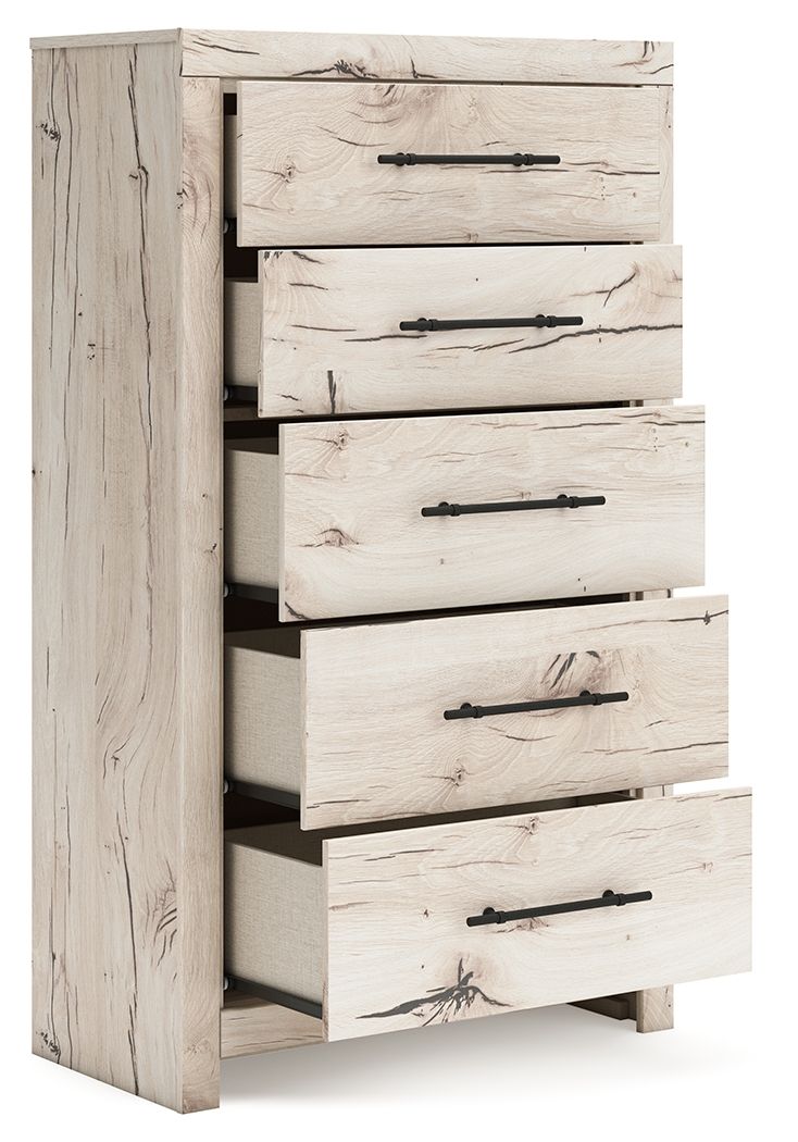 Lawroy - Cómoda de cinco cajones - Madera clara natural