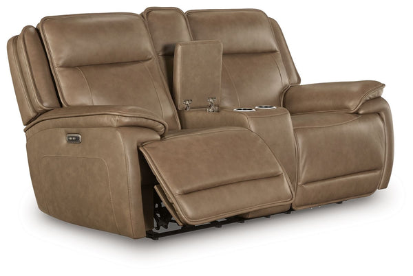 Glencroft - Sofá biplaza reclinable eléctrico con consola/reposacabezas ajustable - Sahara
