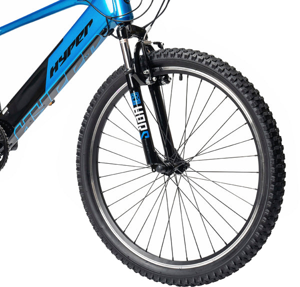 Hyper - 26" Mountain Electric Bike eBike 20mph Speed & 20 Mile Operating Range - Class 1 Pedal Assist - UL Approved & Certified - Blue