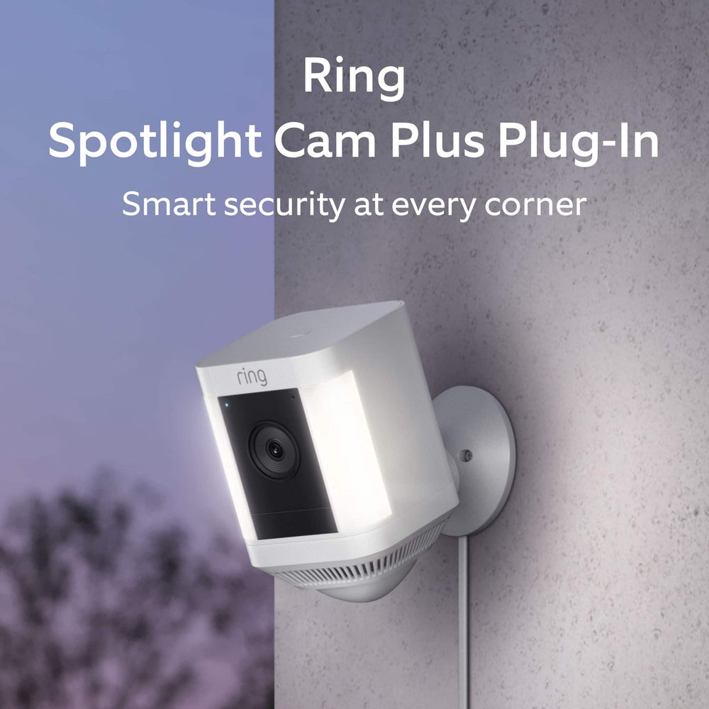 Ring - Spotlight Cam Plus Outdoor/Indoor 1080p Plug-In Surveillance Camera - White