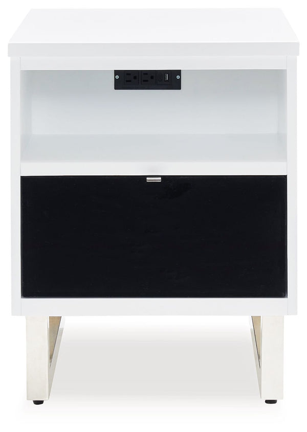 Gardoni - Chair Side End Table - White / Black