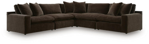 Maxton Heights - Sectional #darkbrown #5pc.sectional