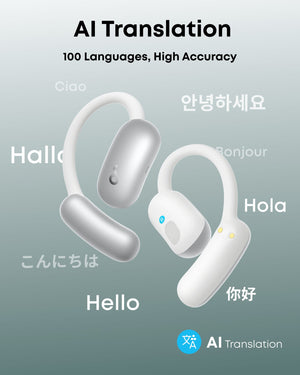 Soundcore - by Anker AeroFit 2 A.I. Assistant Open-Ear Bluetooth Headphones with Real-Time Translation and Adjustable Ear Hooks - Pearl White