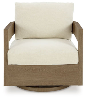 Serene Bay - Silla Planeadora Giratoria con Cojín - Marrón Oscuro / Blanco