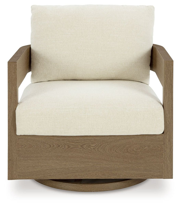 Serene Bay - Silla Planeadora Giratoria con Cojín - Marrón Oscuro / Blanco