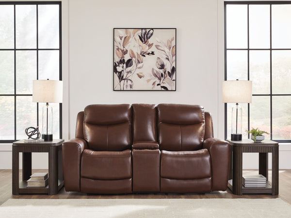 Bexhurst - Power Reclining Loveseat With Console / Adjustable Headrest #darkbrown