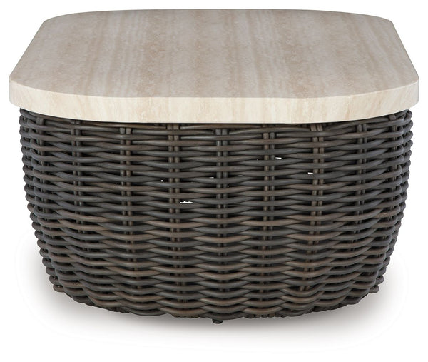 Kimora - Mesa de centro rectangular - Beige / Marrón oscuro