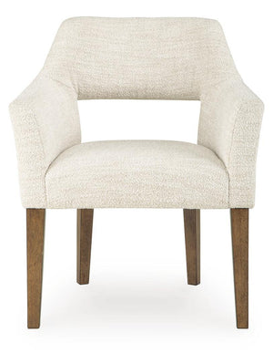 Marxmore - Silla de comedor tapizada con brazos (Set de 2) - Beige / Marrón