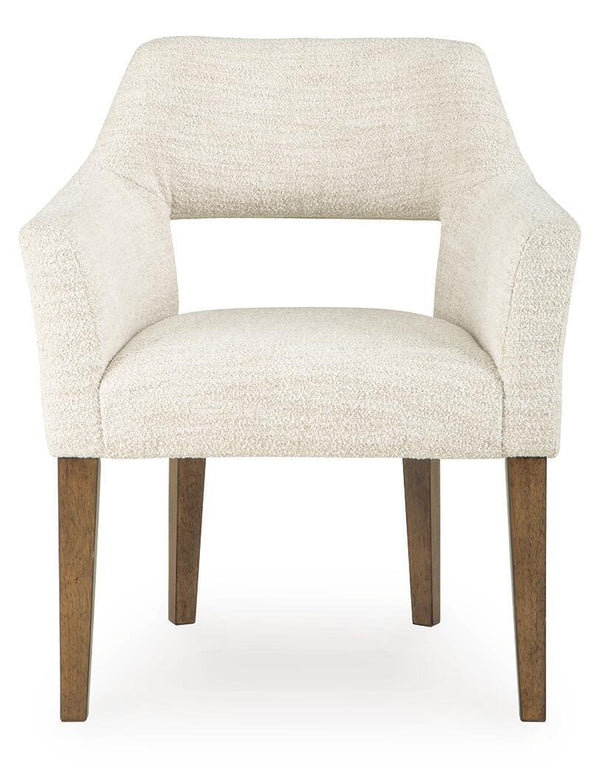 Marxmore - Silla de comedor tapizada con brazos (Set de 2) - Beige / Marrón