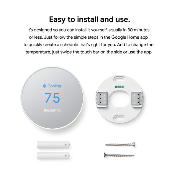 Google - Nest Thermostat - Programmable Wi-Fi Smart Thermostat - Snow