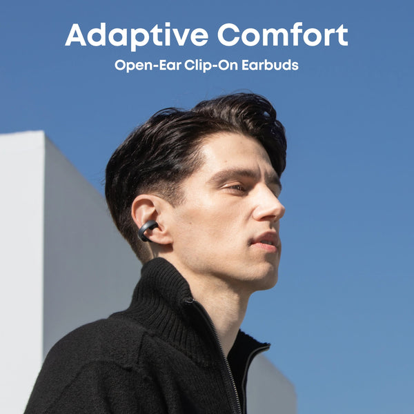 Soundcore - by Anker AeroClip Open-Ear Clip-On Earbud Headphones - Black