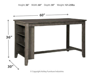 Caitbrook - Mesa de comedor rectangular tipo mostrador - Gris