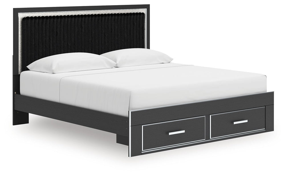 Zuraleus - Upholstered Panel Platform Storage Bed #black #king