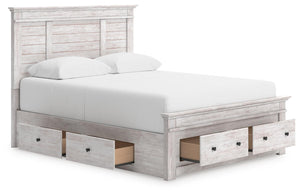 Makidern - Panel Storage Bed #white #queen #2underbedstorageunitsandstoragefootboard