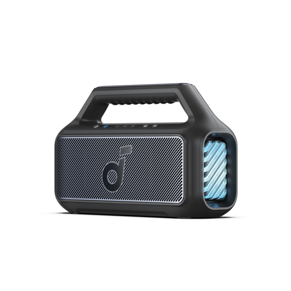 Soundcore - de Anker Boom 2 Altavoz Bluetooth flotante e impermeable IPX7 de 80 W con subwoofer, BassUp 2.0 y efectos de luz RGB personalizados - Negro