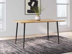 Gretlynn - Mesa de comedor rectangular - Negro / Natural