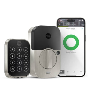 Yale - Assure Lock 2 - Cerradura inteligente sin llave Wi-Fi con cerrojo y teclado táctil - Manija Ridgefield - Níquel satinado