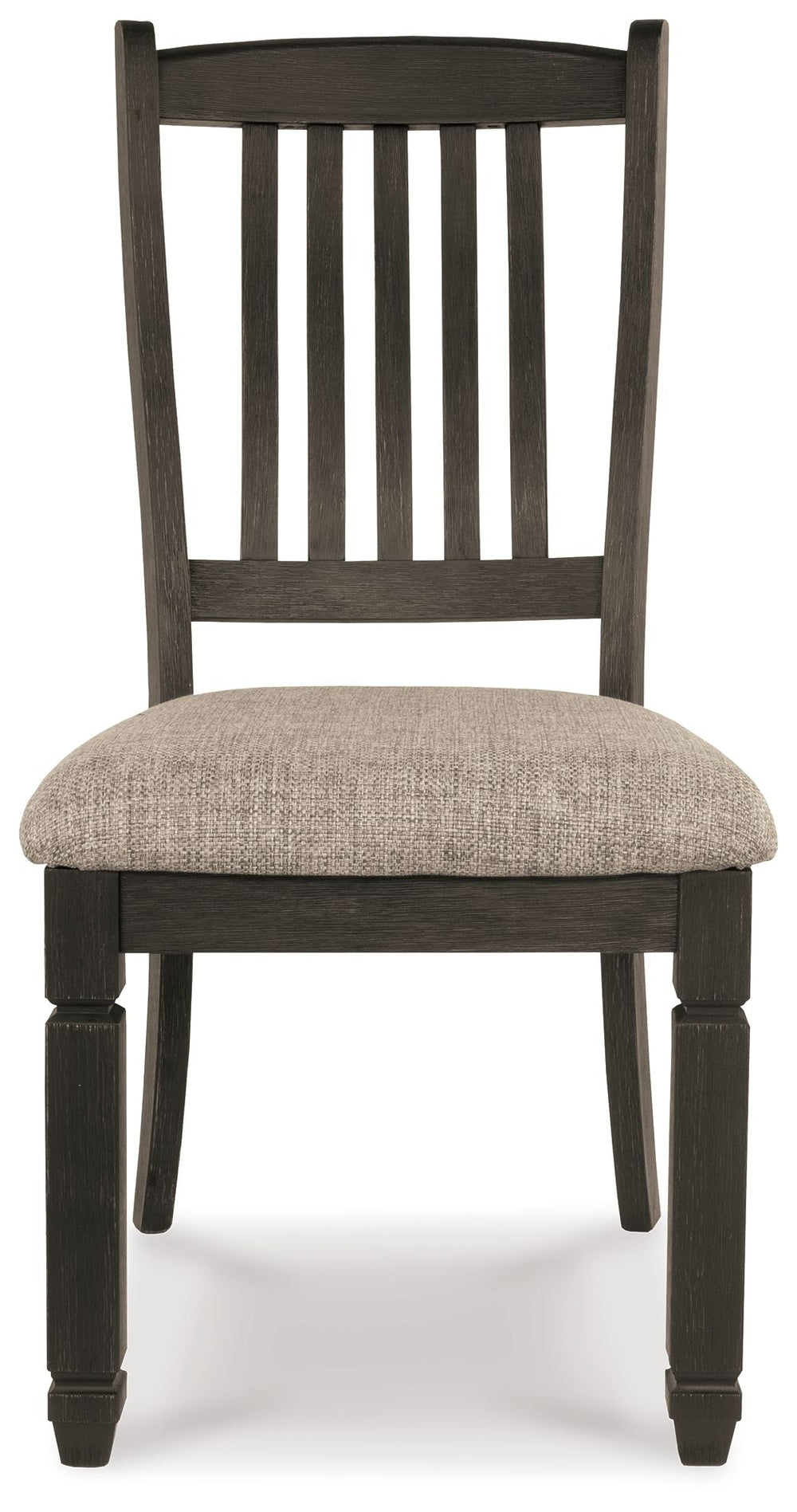 Tyler Creek - Silla auxiliar tapizada para comedor (juego de 2) - Respaldo de listones - Negro/Marrón grisáceo