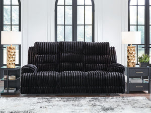 Rhine Falls - Reclining Power Sofa With Drop Down Table - Onyx