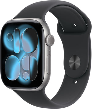 Apple Watch Series 11 (GPS+Cellular) 46mm Aluminum Case with Black Sport Band - M/L - Space Gray - (2025)