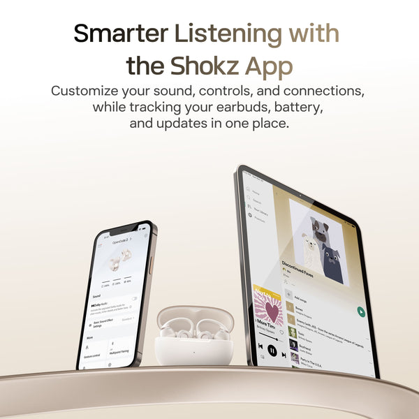 Shokz - OpenDots 2 Open-Ear Clip On True Wireless Bluetooth Earbuds - Pearl White