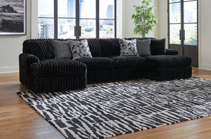 Midnight-Madness - Sectional #black #3pc.doublechaisesectional
