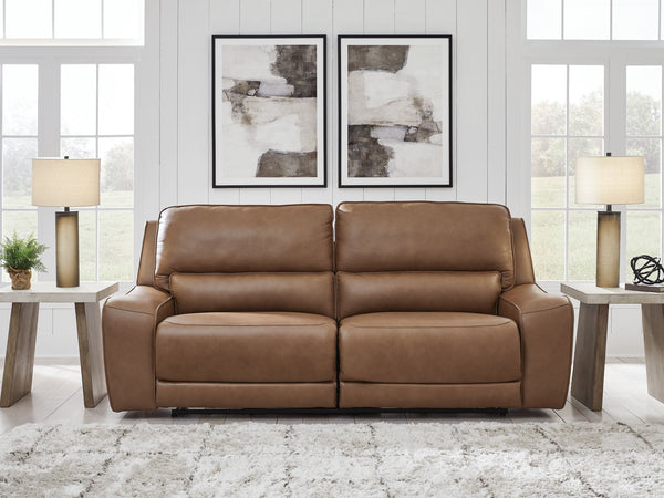 DeepWakes - 2 Seat Power Reclining Sofa With Adjustable Headrest #lightbrown