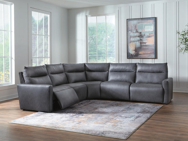 ModZ - Power Reclining Sectional #blue #5pc.powerrecliningsectionalwith2armlesschairs