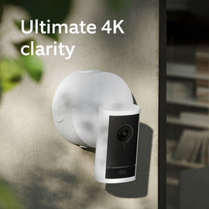 Ring - Outdoor Cam Pro Power Over Ethernet, Retinal 4K video, 10x Zoom, Low-Light Sight full-color in near dark - White