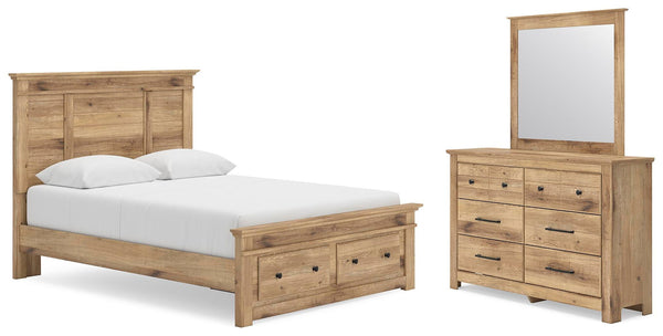 Makidern - Storage Bedroom Set #lightbrown #3pc.bedwithstoragefotboard,dresser,mirror #queen